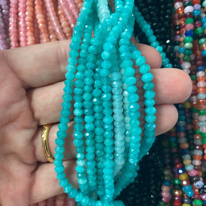 The Bead Bazaar - Wholesale Beads - Multicolor Bright Faceted Spacer Accent Beads, Dyed Jade Rondelle Beads, Small Beads, Bulk Beads For Jewelry Making, Jewelry Supplies, Disc Beads6
