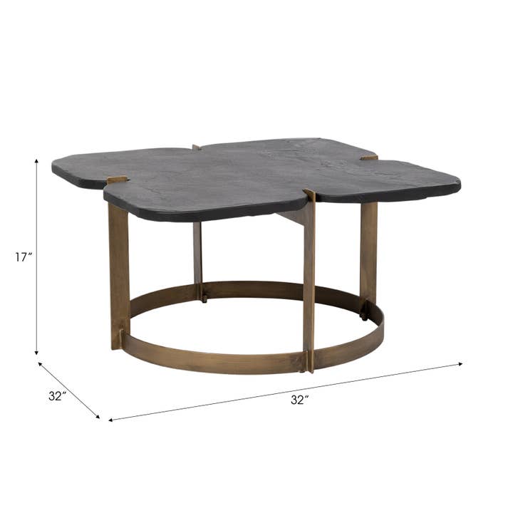 Sagebrook Home - Wholesale Coffee Table - 32 in.Black/Gold Metal and Stone Square Coffee Table