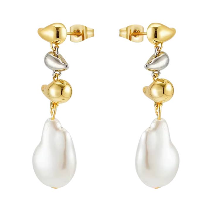 River Two Tone Pearl Earring for wholesale by Sahira Jewelry Design