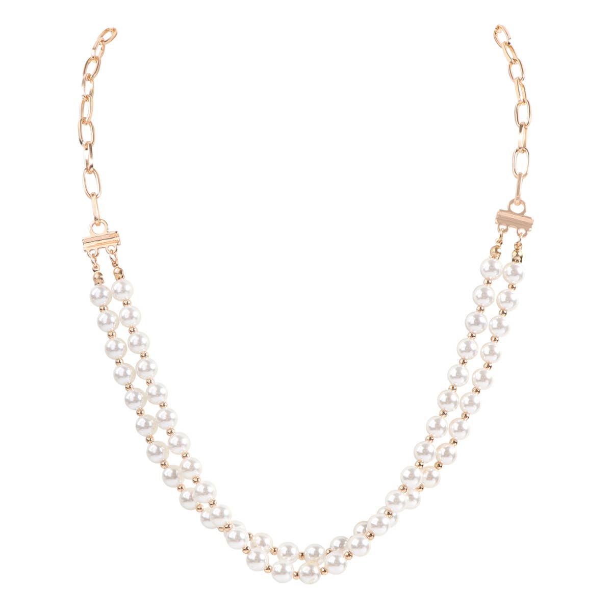 MYS Wholesale Inc - Wholesale Link & Chain Necklace - Cross Body Chain Layered Pearl Chain Necklace0