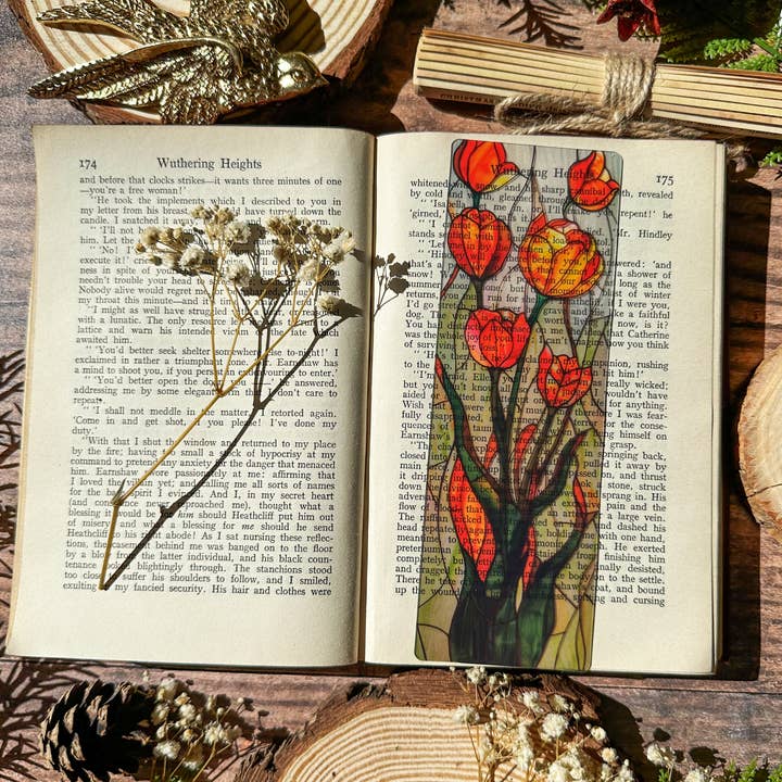 Sonnet and Fable - Wholesale Bookmark - Tulips Floral Stained Glass Bookmarks 1
