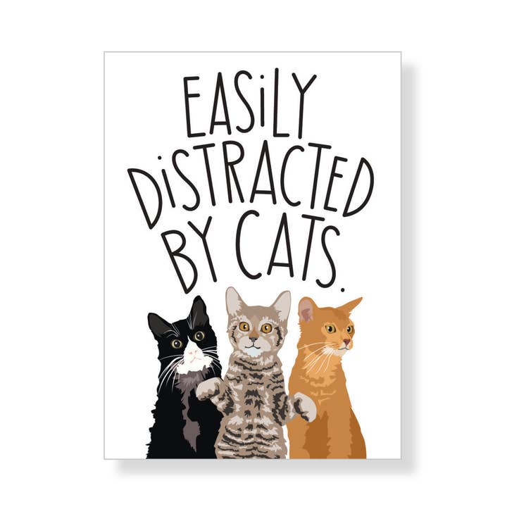 Easily Distracted by Cats, Gift Magnet for wholesale by Apartment 2 Cards