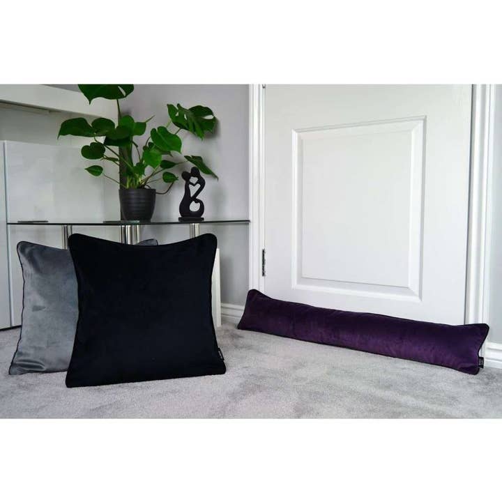 Mcalister textiles – Großhandel Türstopper – Zugluftstopper aus Samt, mattes Aubergine, Violett