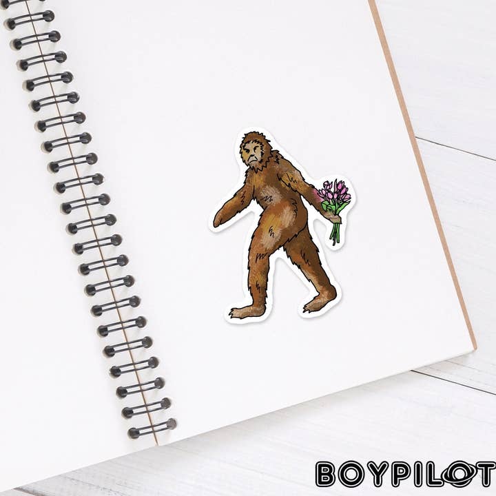 BoyPilot Goods - Wholesale Sticker - Romantic Sasquatch sticker - Funny Cute Bigfoot Valentine Vi1