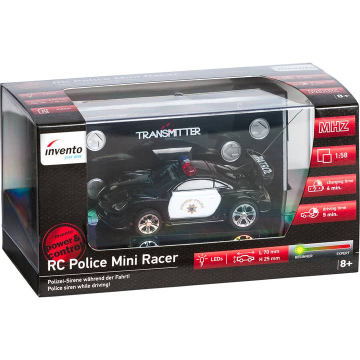 HQ Kites & Designs - Wholesale Toy Car/Truck - Kids - RC Police Mini Racer - Black & White