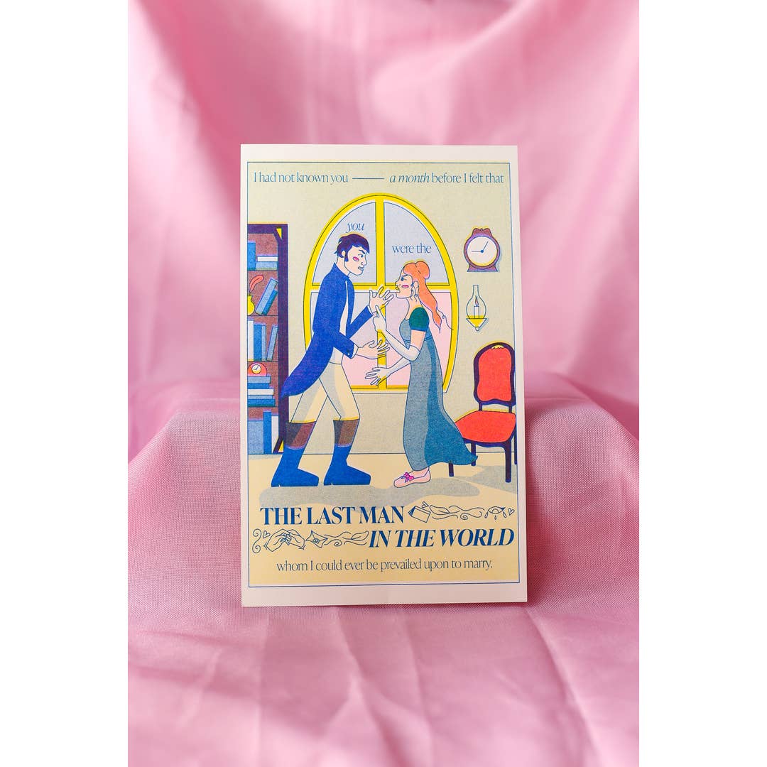 Pride and Prejudice Jane Austen Fan Art Risograph Mini Print for wholesale by By Danielle Witten