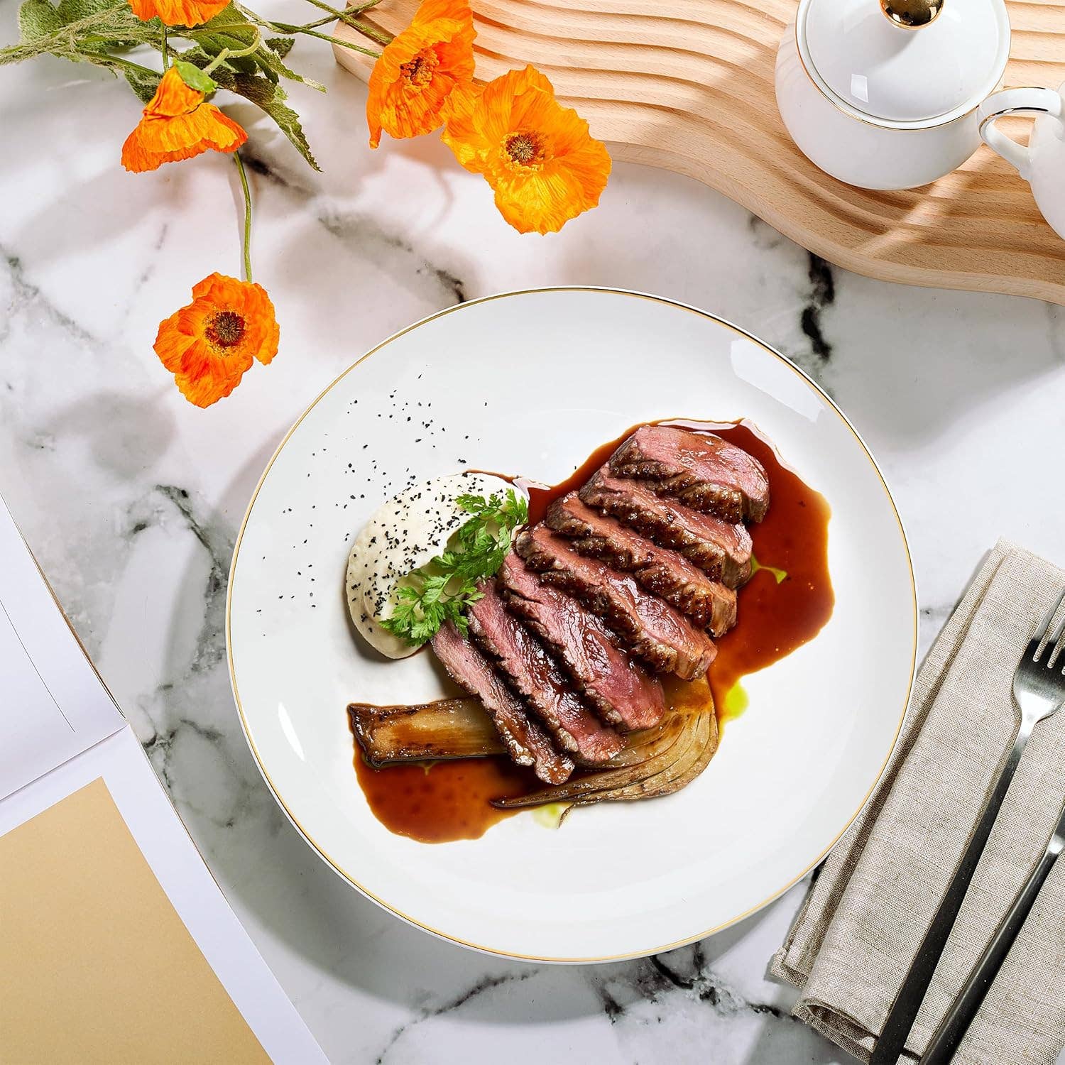 Brew To A Tea – wholesale Dinner plate – BTaT Elegant White Porcelain Dinner Plates Set of 63