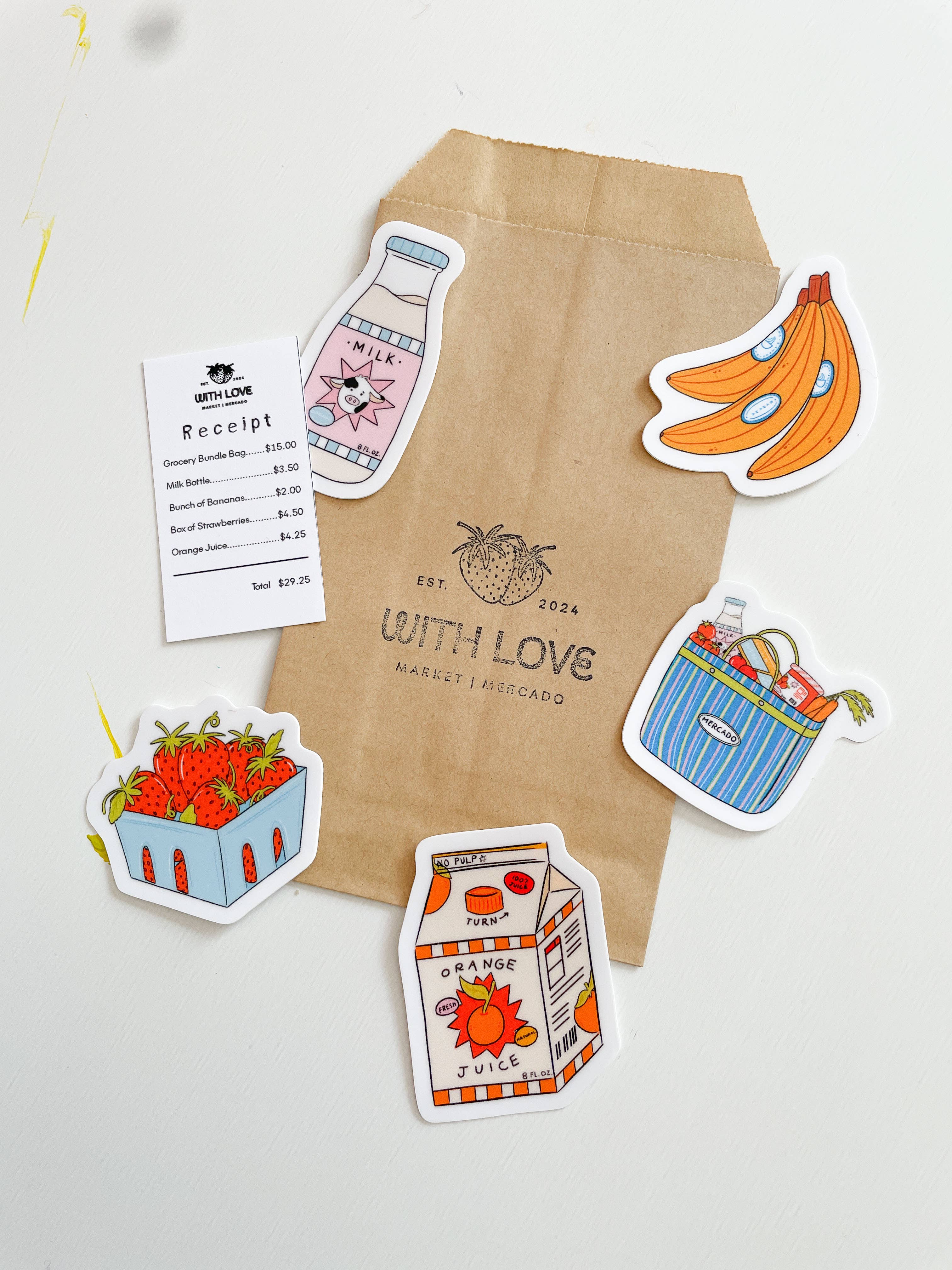 With Love, Coral - Wholesale Sticker - Food & Groceries Sticker Pack2
