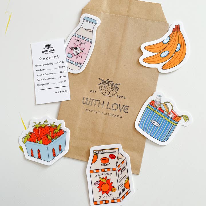 With Love, Coral - Wholesale Sticker - Food & Groceries Sticker Pack2