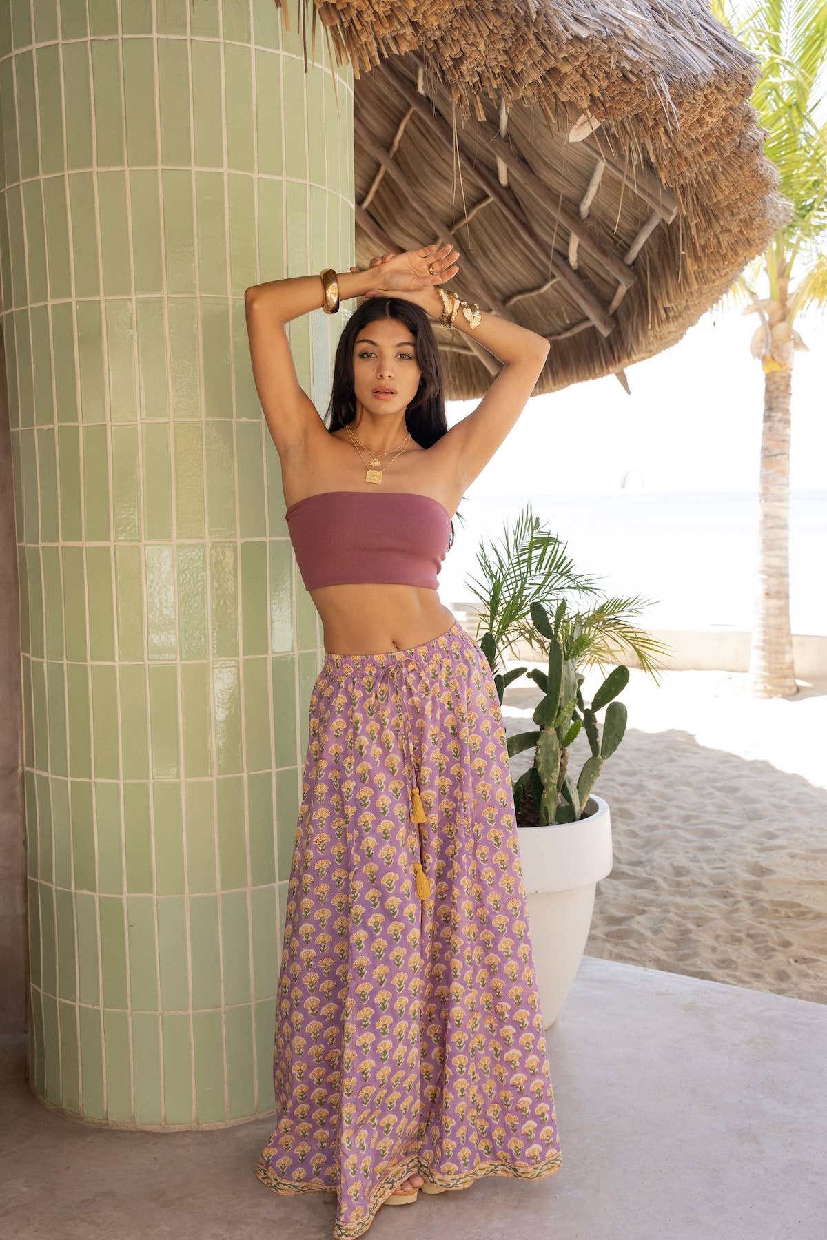 The Fox and The Mermaid - Wholesale Pants - Women's - Block Printed Palazzo Pants and Optional Top (Althea: Iris)11