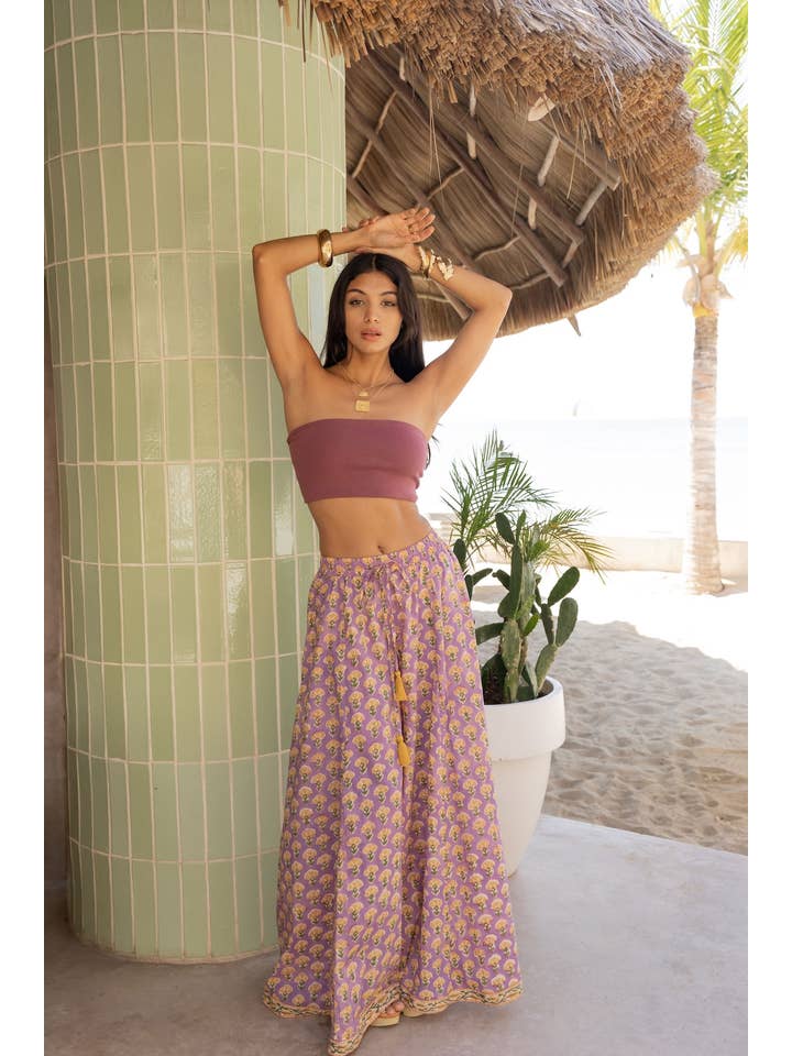 The Fox and The Mermaid - Wholesale Pants - Women's - Block Printed Palazzo Pants and Optional Top (Althea: Iris)11