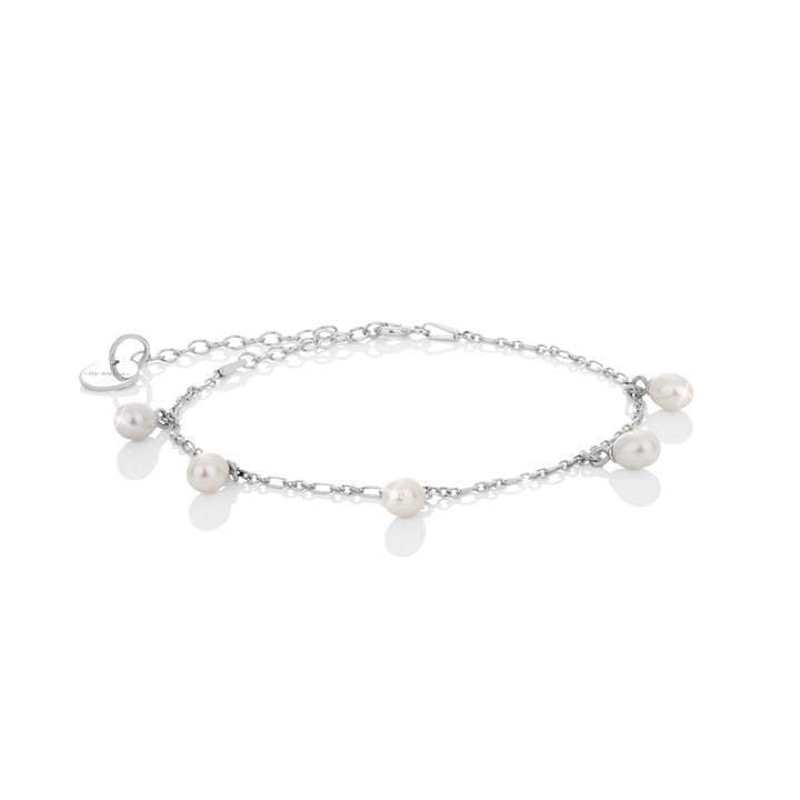 Haf Fínt Armband Met 5X Parels - Rhodium voor wholesale door bylovisa