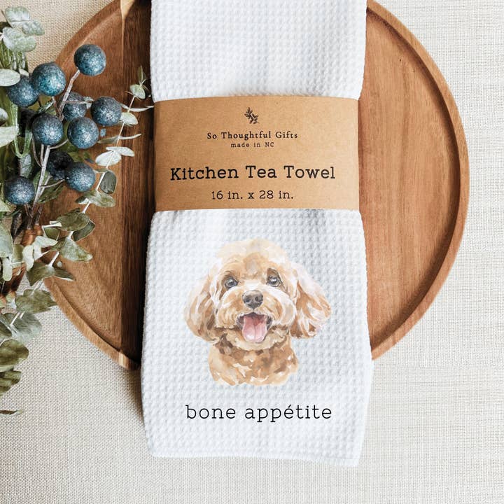 Dog Dish Towel - Mini Poodle | Kitchen Towel for wholesale by So Thoughtful Gifts