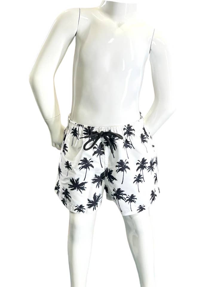 Bañador para niño BP285_ Blk Palms on White para venta al por mayor de MARINA WEST SWIM