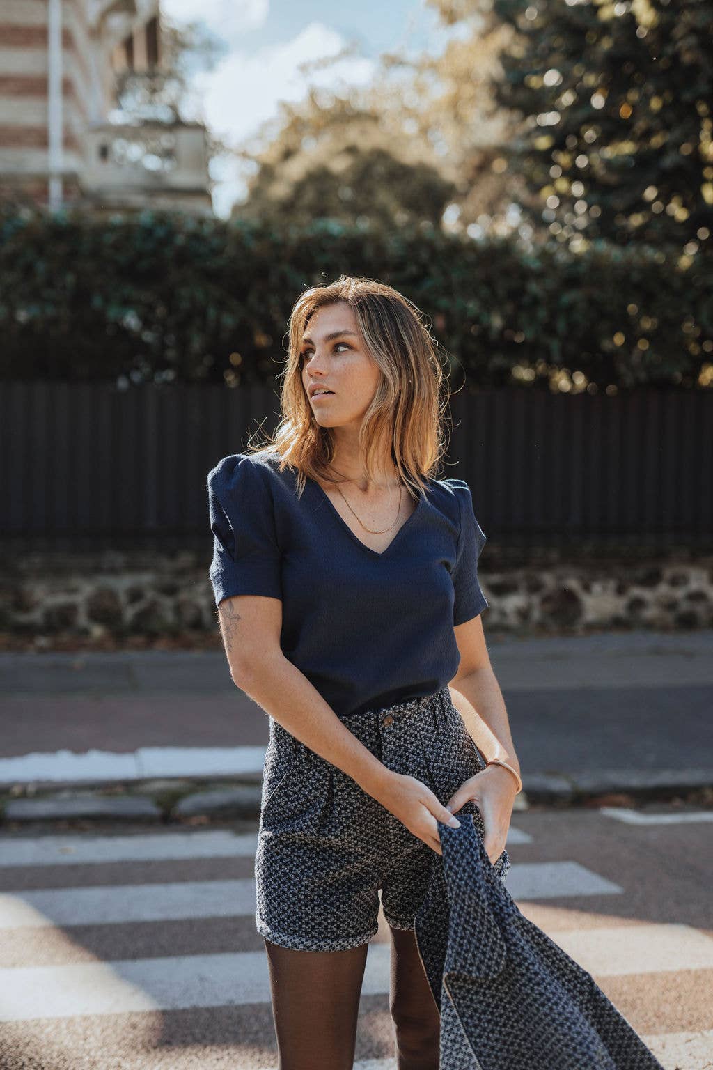 Sevenlie - Wholesale T-Shirt - Women's - Praha Blouse - Midnight Blue - Short Sleeves3