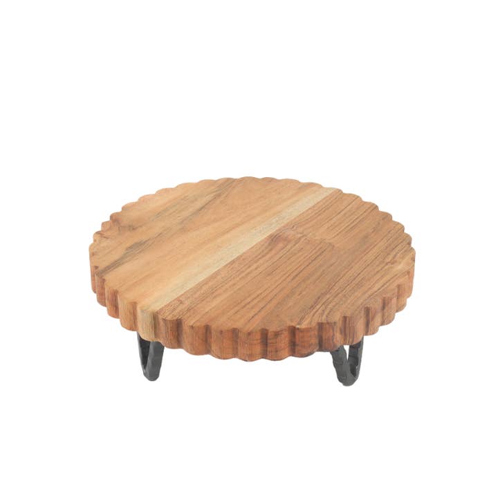India Handicrafts Inc - Wholesale Cake Stand - 9"Wood Cake Stand with Scalloped Edges
1