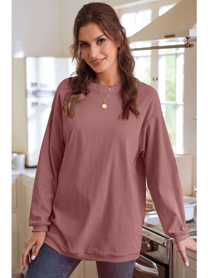 1 the Woman - Vente Sweat-shirt – femme - Sweat-shirt surdimensionné en velours côtelé S-3XL/ 16 couleurs12