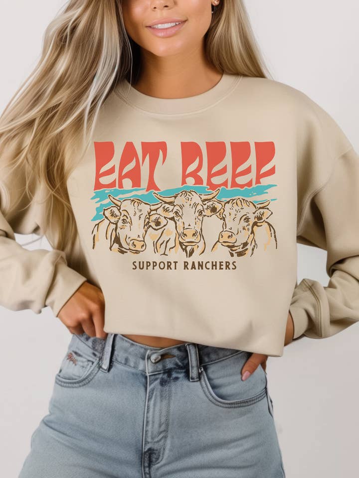 Mangez un sweat-shirt de bœuf pour la vente par Hank & Scoot