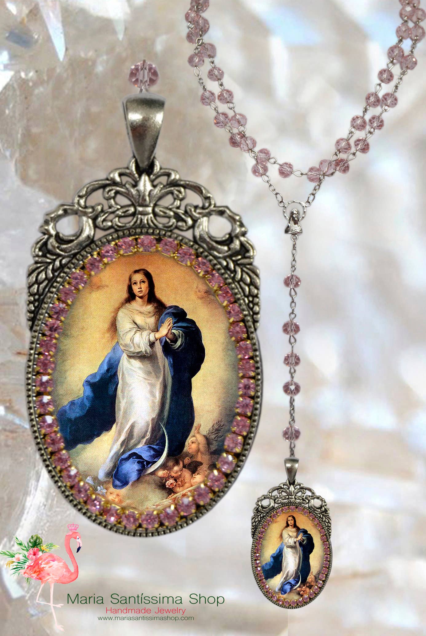 MariaSantissimaShop - Wholesale Pendant/Charm Necklace - Immaculate Conception Rosary of Mary Handmade Necklace Catholic Christian Religious Jewelry Medal Pendant, Mary Immaculate3