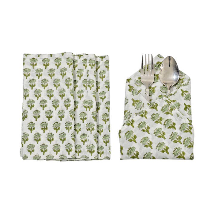 Cotton Print Club - Wholesale Dinner & cloth napkin - Cotton Cloth Napkins - Emerald Green (Set of 6)5