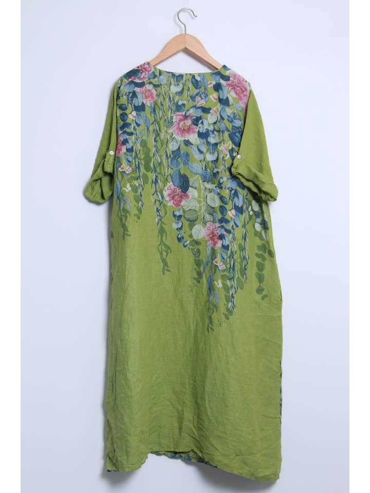 Shyloh – Großhandel Kleid – Damen – Leinenkleid mit Blumenmuster und 2 Knöpfen 1495522