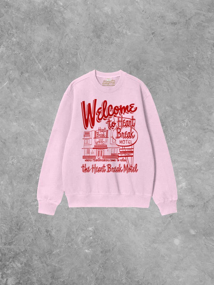 Heart Break Motel, Valentine's Boxy Cotton 90's Sweatshirt for wholesale by The Clandestine Underground