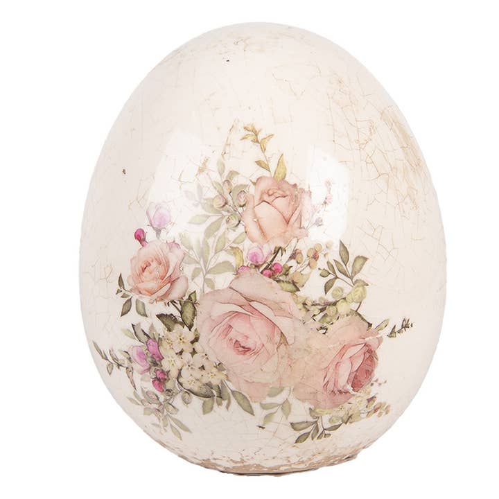 Ovo Decorativo Ø 10x12 cm Cerâmica Bege por atacado de Clayre & Eef