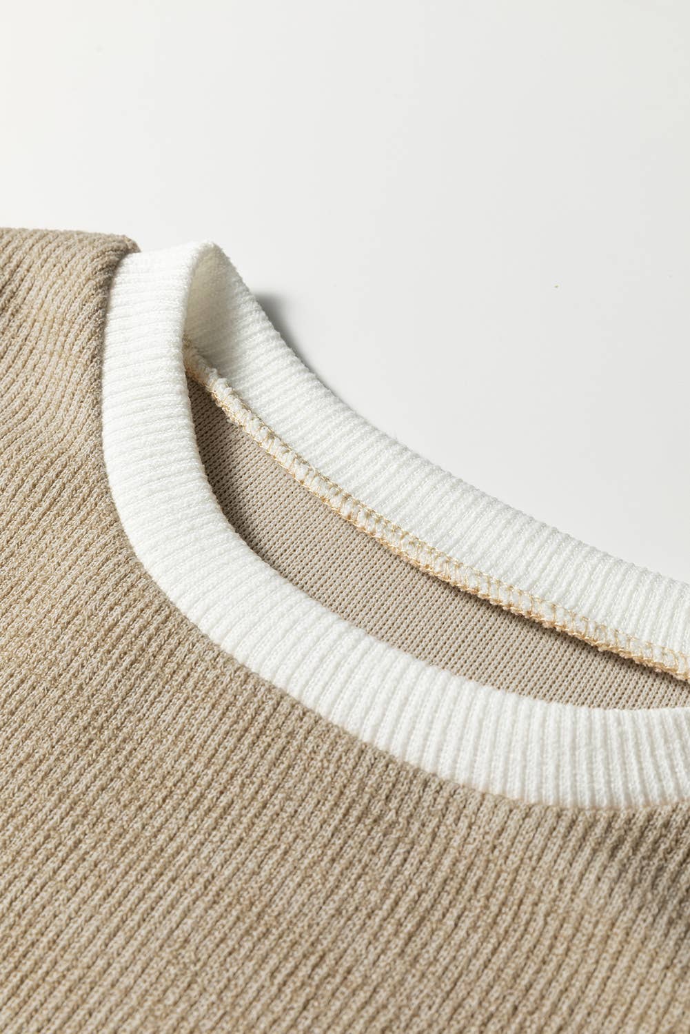 66DISCO - Wholesale Knit Top - Women's - 66Contrast Trim Knitted Drop Shoulder Plus Size Top (S-XL)8