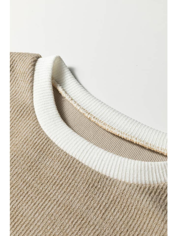 66DISCO - Wholesale Knit Top - Women's - 66Contrast Trim Knitted Drop Shoulder Plus Size Top (S-XL)8