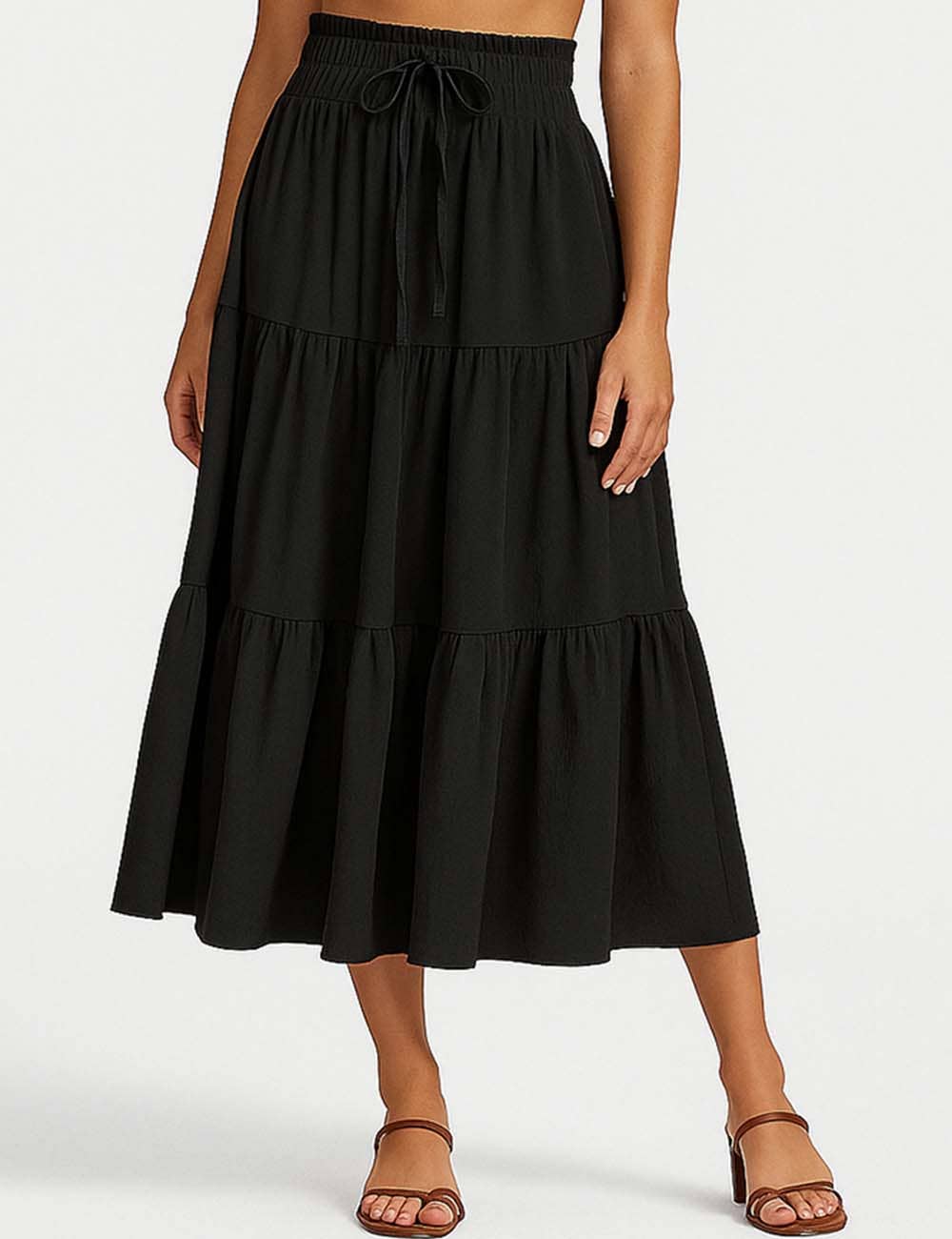 Sweetkama - Wholesale Skirt - Women's - Ladies Boho Elastic Waist Ruched Drawstring Skirt29