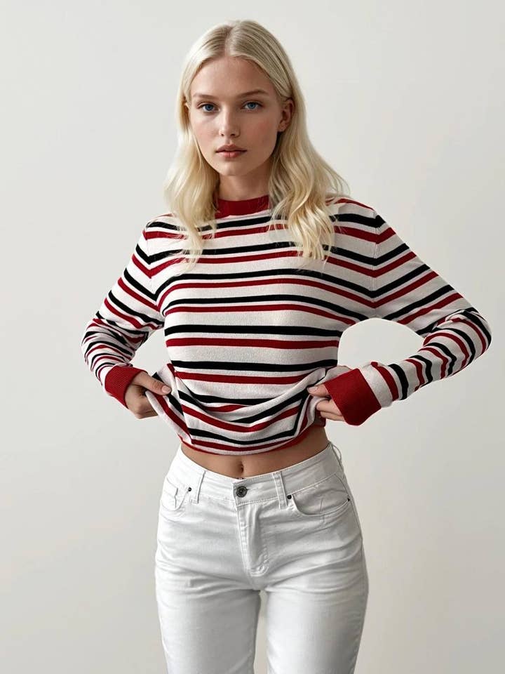 Striped Knit Sweater for wholesale by Anaz