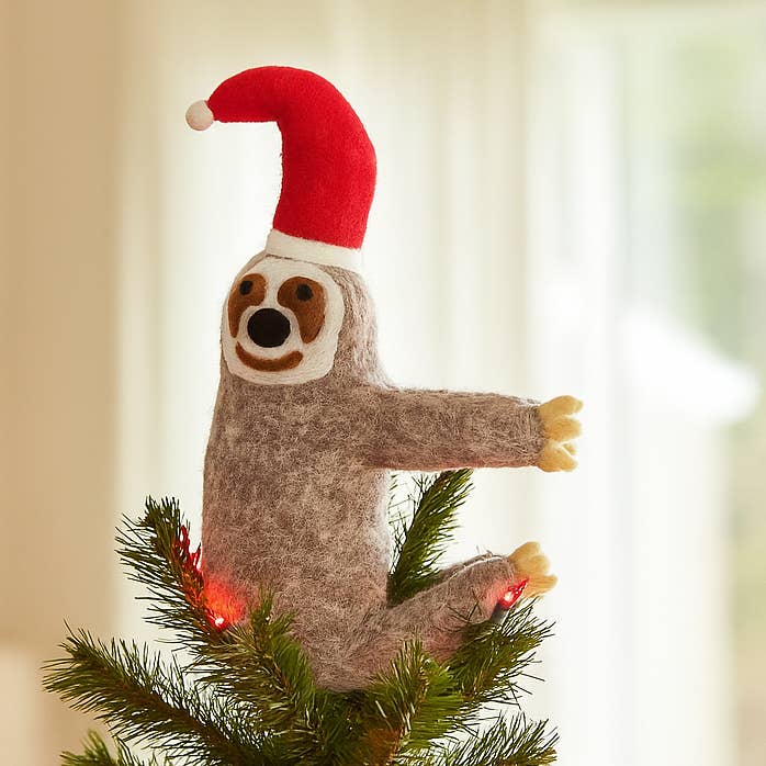 Felt So Good - Wholesale Tree topper - Handmade Felt Christmas Sloth Tree Topper Decoration0