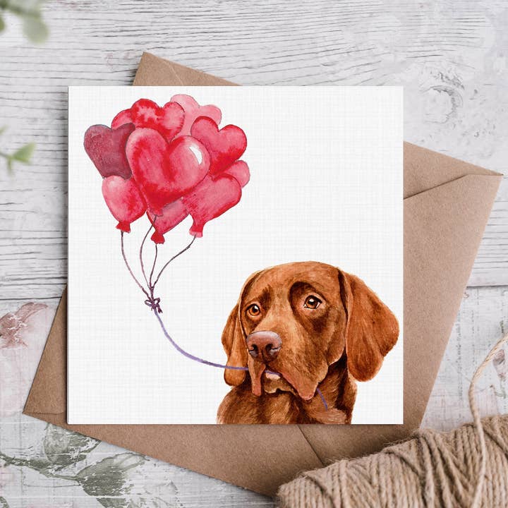 Biglietto di San Valentino con Labrador al cioccolato per la vendita all'ingrosso da parte di Cloud Jellybean Art