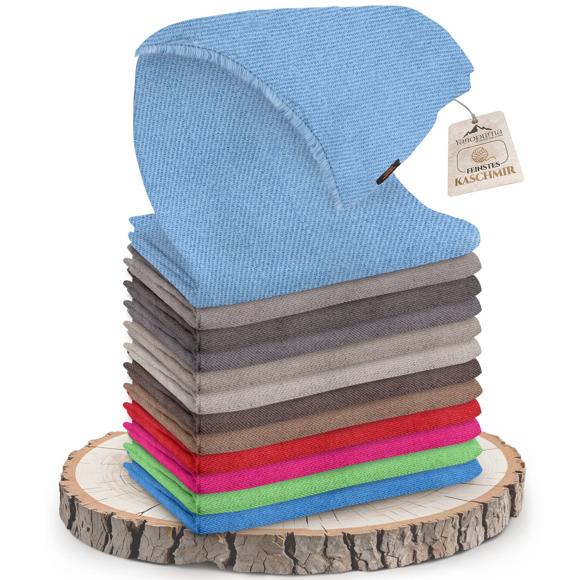 yanopurna – Engroshandel Tørklæde - Dame – Enkelt lys blå cashmere tørklæde0