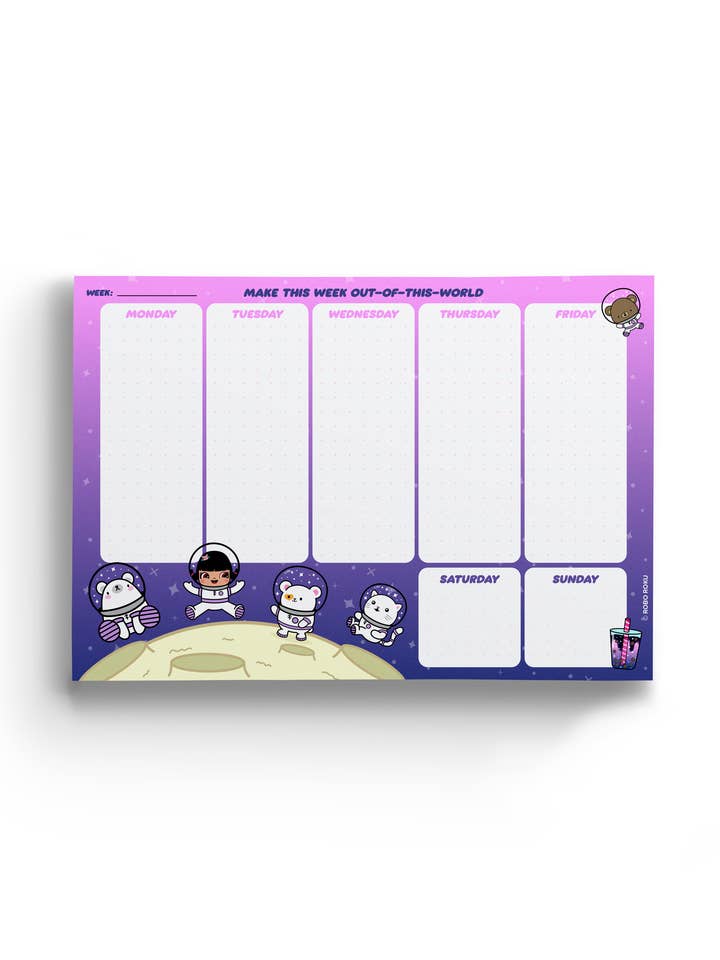 Bubble Tea Galaxy A5 Wochenplaner-Block für den Großhandel von Robo Roku