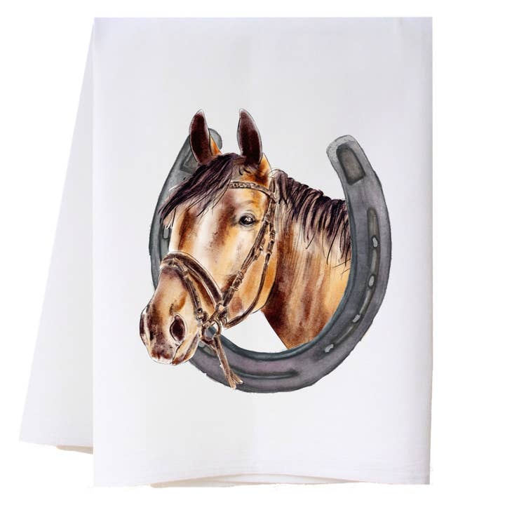Horse In Horseshoe Kitchen Towel for wholesale by Cora & Pate