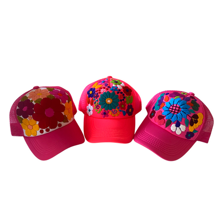 Lumily - Wholesale Trucker Hat - Women's - Tulum Hand Embroidered Trucker Flower Hat - Mexico8