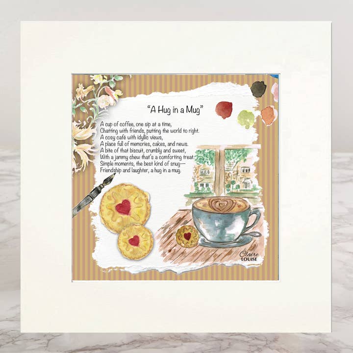 Une étreinte dans une tasse Impression Giclée montée pour la vente par Claire Louise