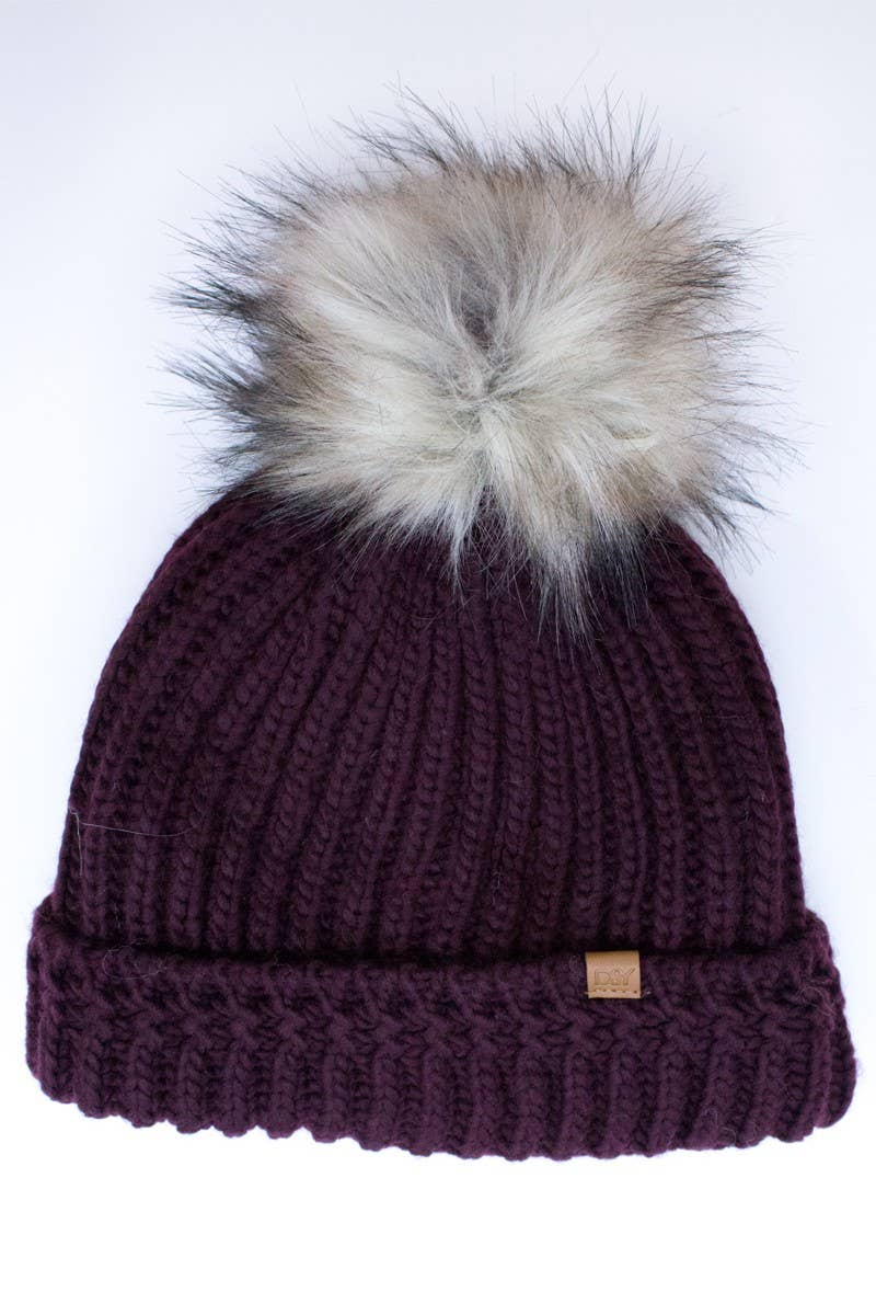 Suzie Q USA - Vendita all'ingrosso Berretto - Donna - Berretto in maglia con pompon in pelliccia sintetica4