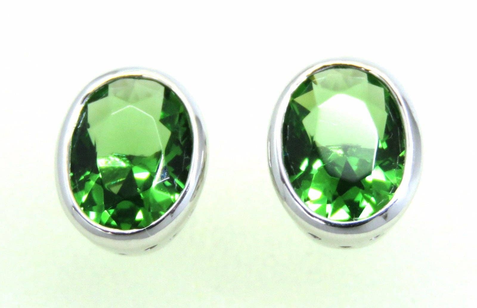 Twan Kee Jewelry - Wholesale Stud/Post Earrings - E10608BP Green Helenite Oval Bezel Set Stud Earrings2
