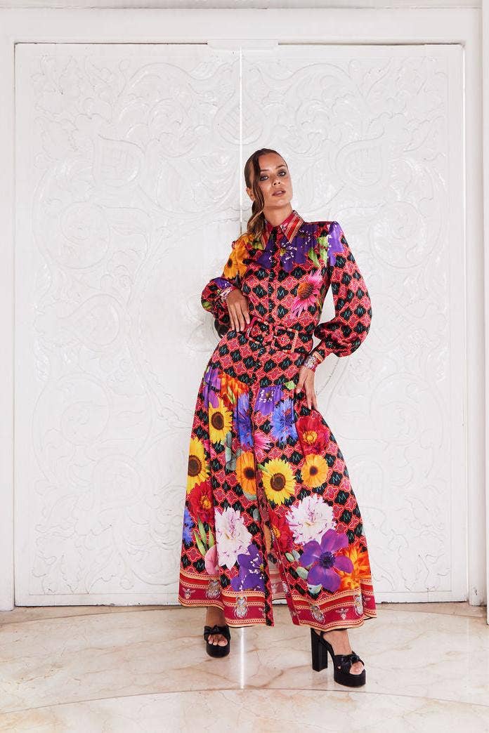 MACKENZIEMODE – Engroshandel Kjole - Dame – KEJSERINDE SILKE MAXI ~ HEMMELIG HAVE6