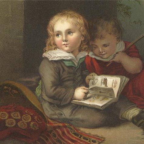 Art Print LT-62 Children Reading for wholesale by Found Image Press