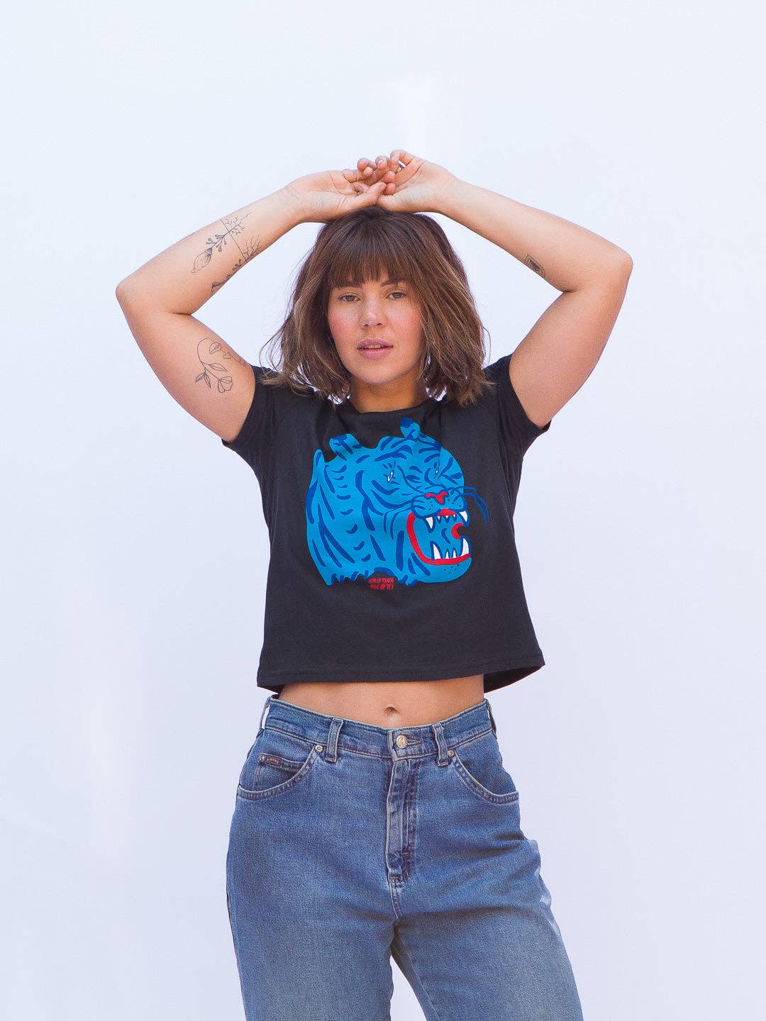 Culk – wholesale Screen printed t-shirt – Women′s – Blue Tiger Women's Tee Black4