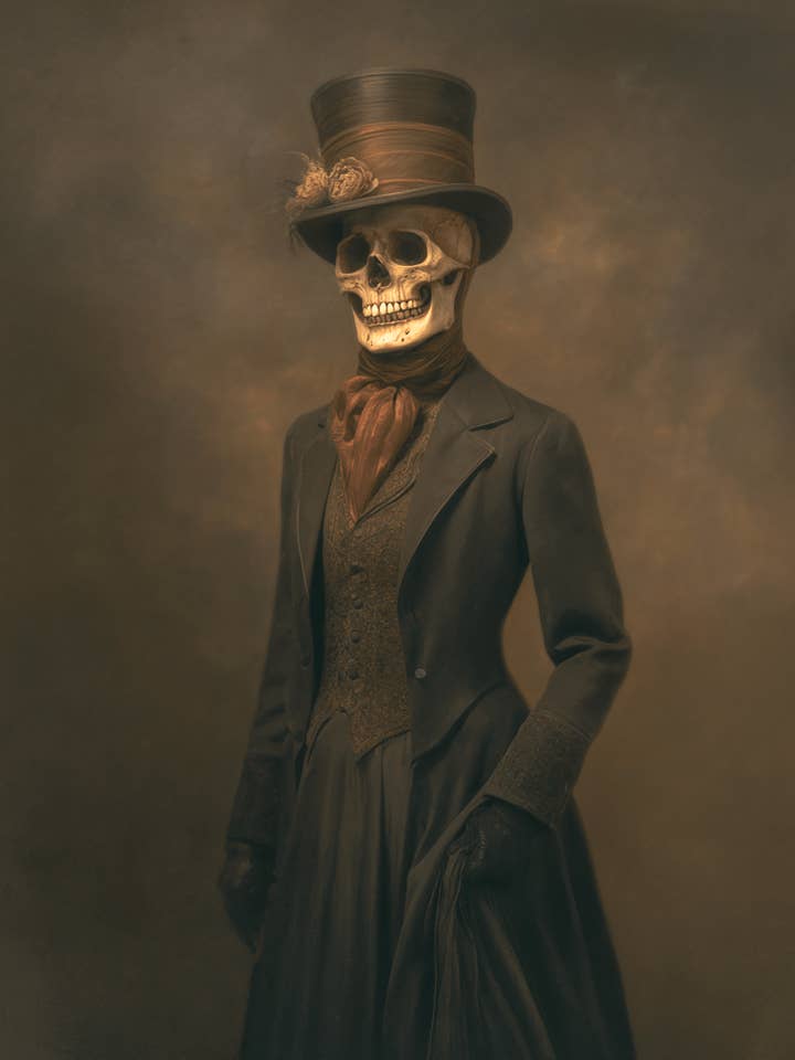 Gentleman Skeleton Dark Academia Art Print - 8"x10" Artwork for 11"x14" Frame for wholesale by Mowbi