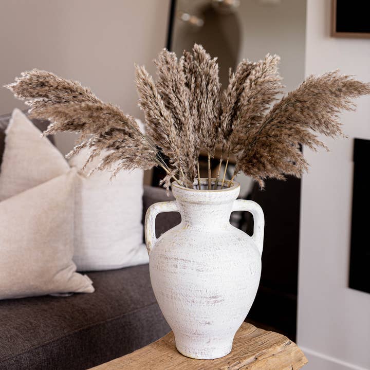 Luxe B Co – wholesale Vase – Lesbos White Urn Vase With Handles Large
