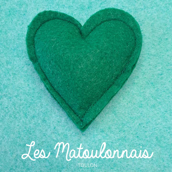 Dark green felt heart "LES MATOULONNAIS" for wholesale by LES MATOULONNAIS