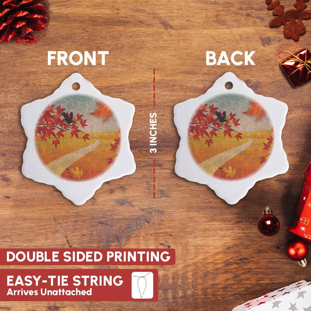 3dRose – wholesale Prydnad – 3dRose, Höstparkstig Lönnlöv och Korp, Julgransprydnad9