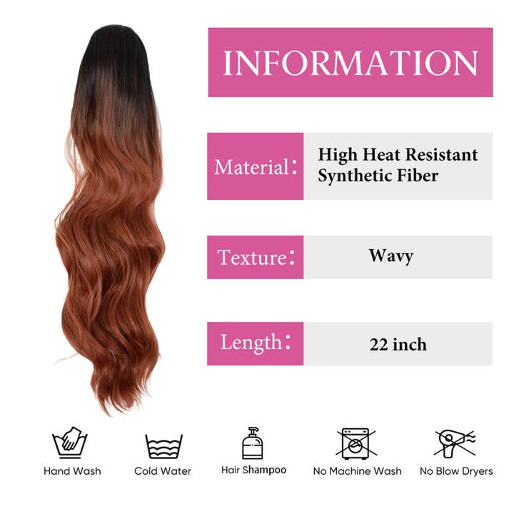 AK Brand - Wholesale Hair Extensions - Long Drawstring Ponytail Hair Extension 22 Inch Synthetic10