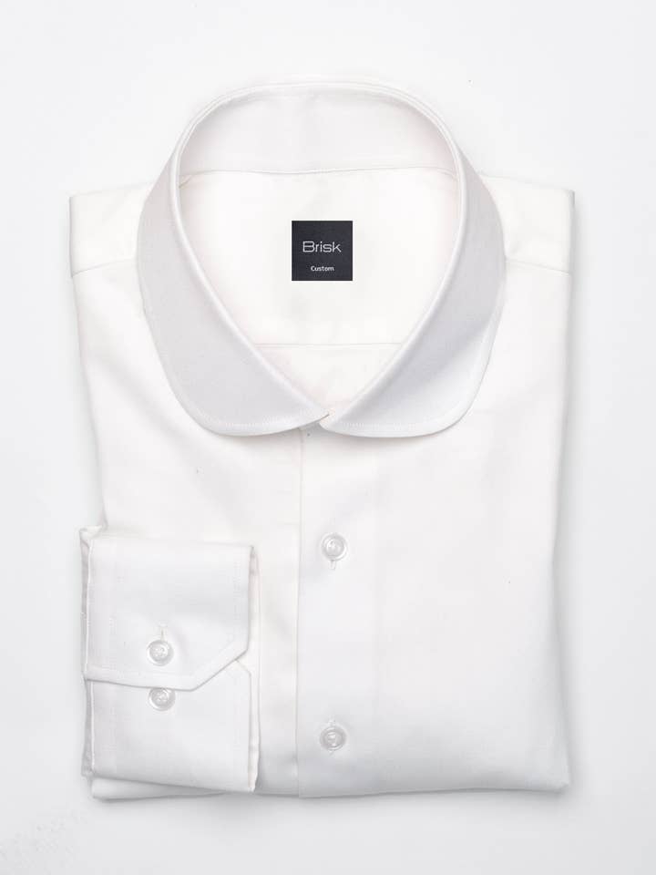 Pearl White Twill Pima Cotton Shirt - Club Collar for wholesale by BRISK