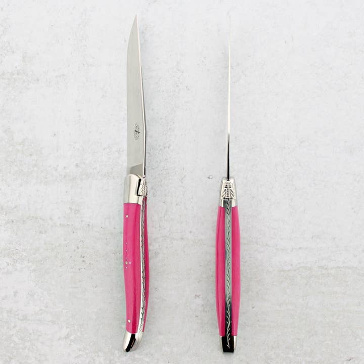 Laguiole Imports - Wholesale Knife Set - Forge de Laguiole Fuchsia Set Steak Knives